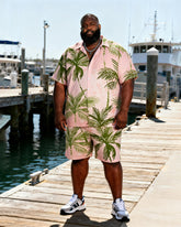 Big & Tall Men's Foundation Coconut Tree Print Short-Sleeve Shirt And Shorts Set
