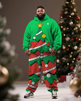 Big & Tall Men's Christmas Tree Print Hoodie Suit
