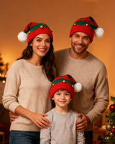 Autumn And Winter Classic Red And Green Color Matching Elves Christmas Hat Knitted Parent Hat Gift