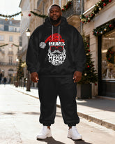 Big & Tall Men's Black "Merry Christmas" Printed Hoodie Set