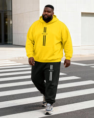 Big & Tall Men's Black & Yellow PEACE Alphabet Print Hoodie Set