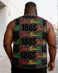 Big & Tall Men's Juneteenth 1865 Alphabet Print Crewneck Sport Tank Top