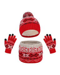 Autumn And Winter Children's Hat Snowflake Hat Scarf Gloves Set