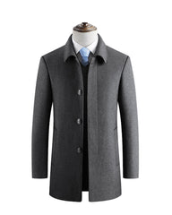 Big & Tall Men's Business Wool Lapel Lining Padded Tweed Coat M-4XL