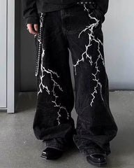 Big & Tall Men's Washed Lightning Embroidered Jeans S-3XL