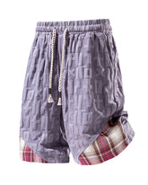 L-9XL Casual Sports Letter Jacquard Plaid Shorts