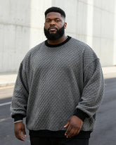Big & Tall Men's Check Jacquard Crew Neck Pullover Sweater
