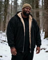 Big & Tall Men's Solid Color Velvet Thickened Zip Cardigan Hoodie