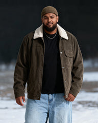 Big & Tall Men's Thickened Lamb Corduroy Casual Jacket L-9XL