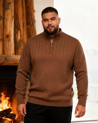 Big & Tall Men's Solid Color Half Zip Collar Knit Sweater S-2XL