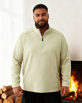 Big & Tall Men's Velvet Stand Collar Half Zipper High Collar Sweater M-4XL