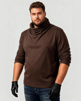 Big & Tall Men's Thin Pile Collar Long Sleeve Base Shirt Simple High Collar T-shirt M-3XL