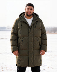 Big & Tall Men's Loose Hooded Padded Medium And Long Coat M-8XL
