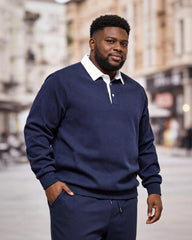 Big & Tall Men's Casual Solid Color Long Sleeve Polo Collar S-2XL