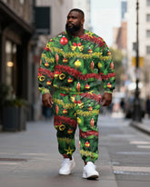 Big & Tall Men's Christmas Tree Decorative Print Crewneck Sweat Set
