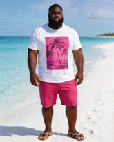 Big & Tall Men's Rose Coconut Printed Crew Neck Short Sleeve T-shirt Shorts Set