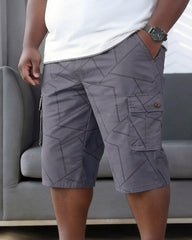 M-8XL Thin Men's Striped Work Multi-pocket Shorts