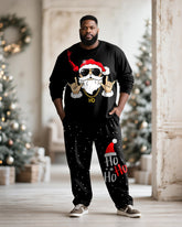 Big & Tall Men's Santa Rock Graffiti Print Long Sleeve T-Shirt Pants Set