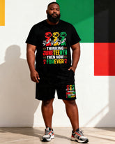 Big & Tall Men's Juneteenth Break Free Chain Fist Printed Crewneck Short Sleeve T-Shirt Shorts Set