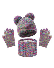 Autumn And Winter Children Plus Velvet Hat Scarf Gloves Three-piece Suit