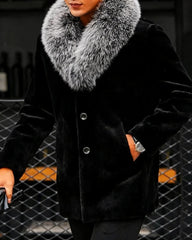 Big & Tall Men's Mid-length Padded Fur Collar Coat S-4XL