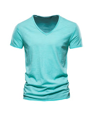 Big & Tall Men's Solid Color Slub Cotton V-Neck Short-Sleeved T-Shirt S-5XL