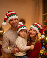 Autumn And Winter Classic Red And White Green Color Matching Elves Christmas Hat Knitted Parent Hat Gift