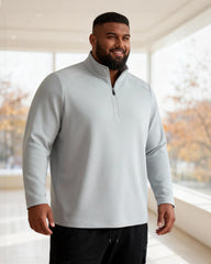 Big & Tall Men's Velvet Stand Collar Half Zipper High Collar Sweater M-4XL