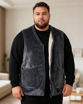 Big & Tall Men's Warm Padded Double-sided Lamb Velvet Vest L-6XL