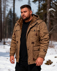 Big & Tall Men's Hooded Padded Frock Jacket Jacket M-5XL