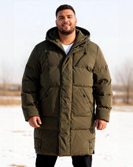 Big & Tall Men's Loose Hooded Padded Medium And Long Coat M-8XL