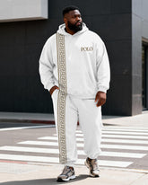 Big & Tall Men's Off-white Side Greek Print Hoodie Set