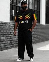 Big & Tall Men's FOREVER African Claw Mark Gradient Printed T-Shirt Pants Set