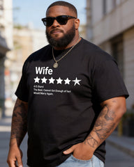 Big & Tall Men's "Wife 6/5 Star Praise" Fun Printed Crewneck Short Sleeve T-shirt
