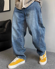 Big & Tall Men's Washed Vintage Jeans Straight Tapered Pants M-8XL