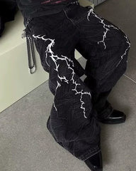 Big & Tall Men's Washed Lightning Embroidered Jeans S-3XL