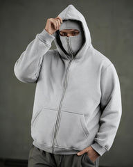 Big & Tall Men's Solid Color Fleece Zipped Double Hood Zipper Hoodie Sweatshirt