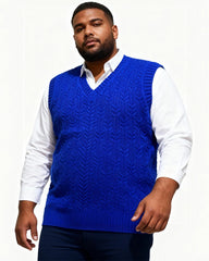 Big & Tall Men's Solid Color Twisted V-neck Knitted Waistcoat S-3XL