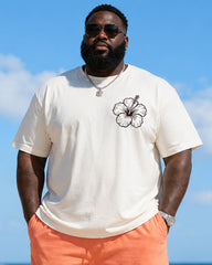 Big & Tall Men's Summer Pineapple Fun Print Crew Neck Short-Sleeve T-Shirt And Shorts Set