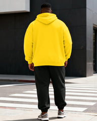 Big & Tall Men's Black & Yellow PEACE Alphabet Print Hoodie Set