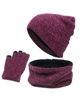 Outdoor Autumn And Winter Thick Hat Scarf Gloves Three-piece Set