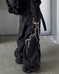 Big & Tall Men's Washed Lightning Embroidered Jeans S-3XL