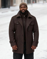 Big & Tall Men's Fashion Double Collar Business Wool Coat M-6XL