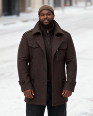 Big & Tall Men's Fashion Double Collar Business Wool Coat M-6XL