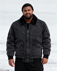 Big & Tall Men's Thickened Washed Denim Jacket S-XL
