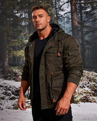 Big & Tall Men's Hooded Padded Frock Jacket Jacket M-5XL