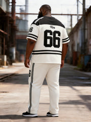 Big & Tall Men's White And Black Colorblock 66 Printed T-Shirt Pants Set