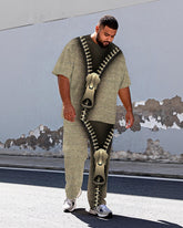 Big & Tall Men's Vintage Khakis Double Zip Printed T-Shirt Pants Set
