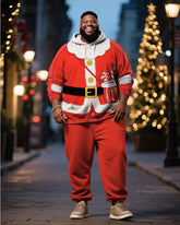 Big & Tall Men's Santa Claus Cosplay Printed Hoodie Suit