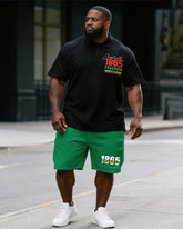 Big & Tall Men's Juneteenth 1865 Free Day Print POLO Short Sleeve Shorts Set